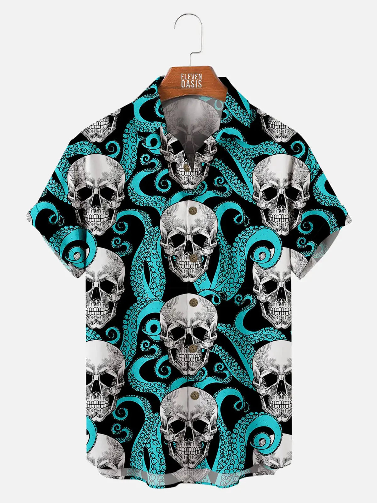 Cthulhu Octopus Skull Pattern Men's Short Sleeve TopsMens short sleeve shirts Big and tall Mens shirts Short sleeve shirts for men Mens 4xl shirts Casual short sleeve shirts