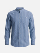 Men's Slim Fit Vertical Stripe Mandarin Collar Long Sleeve Shirt Eleven Oasis