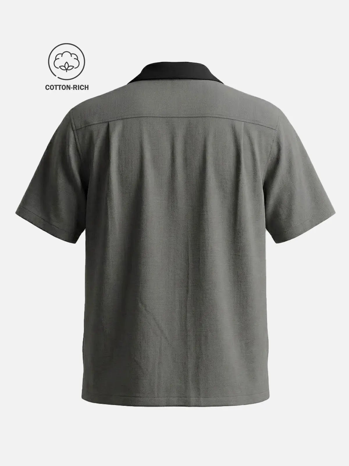 Men's Cotton Centerline Panel Bowling Short Sleeve Shirt Eleven Oasis