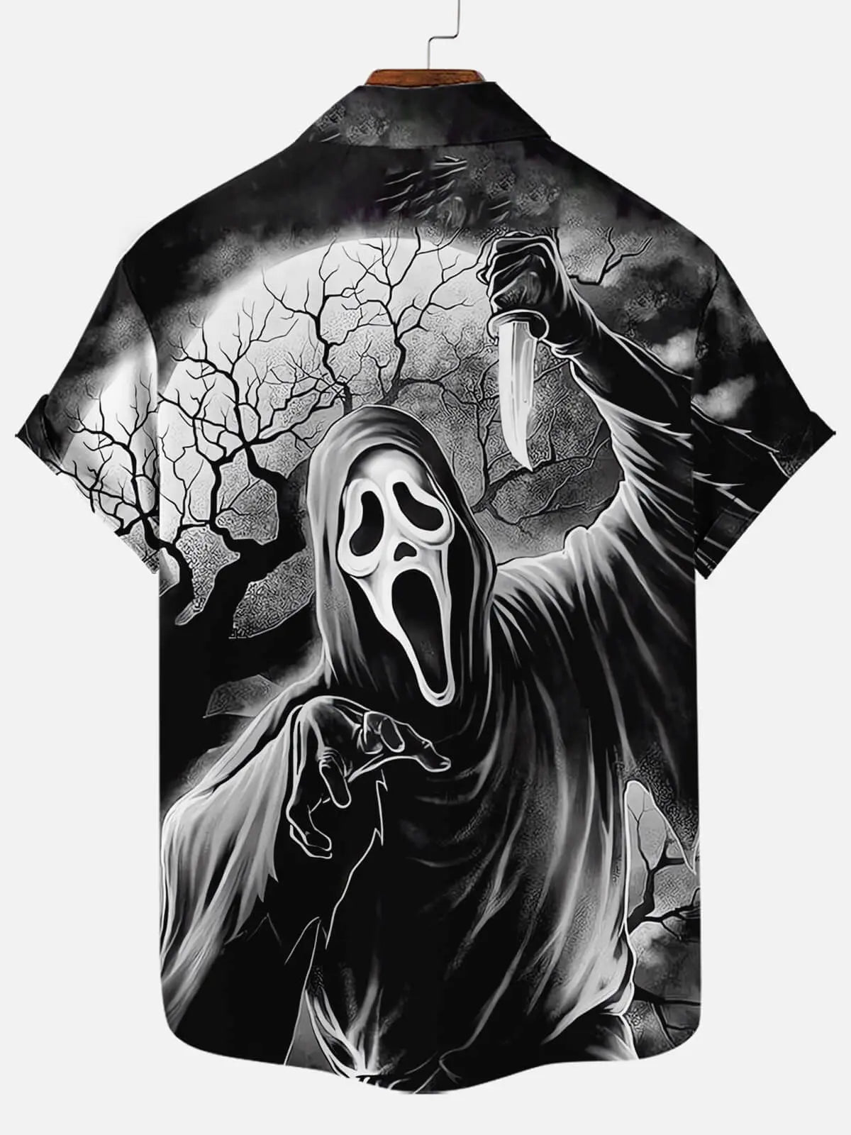 Men's Scream Ghostface Knife Halloween Short Sleeve Shirt Summer Everest