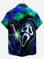 Men's Scream Ghostface Neon Halloween Short Sleeve Shirt Summer Everest