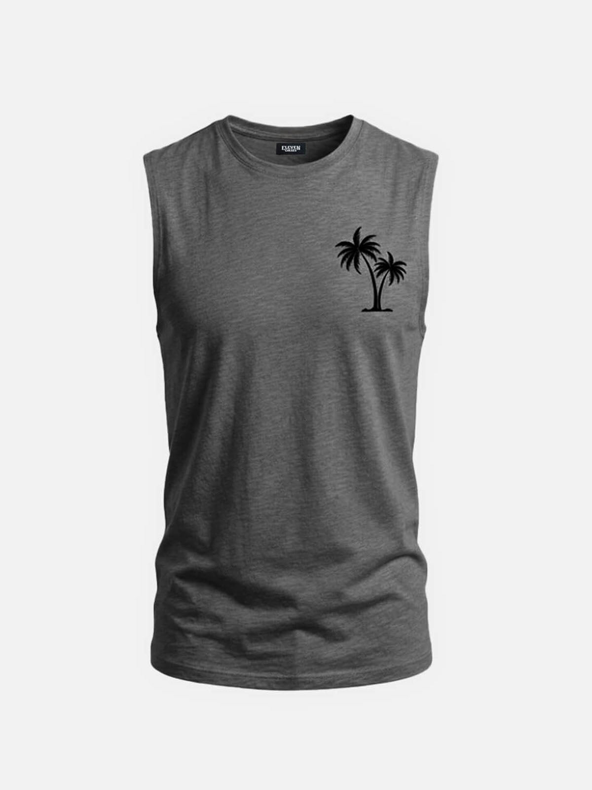 Men's Palm Graphic Crew Neck Tank Top Eleven Oasis