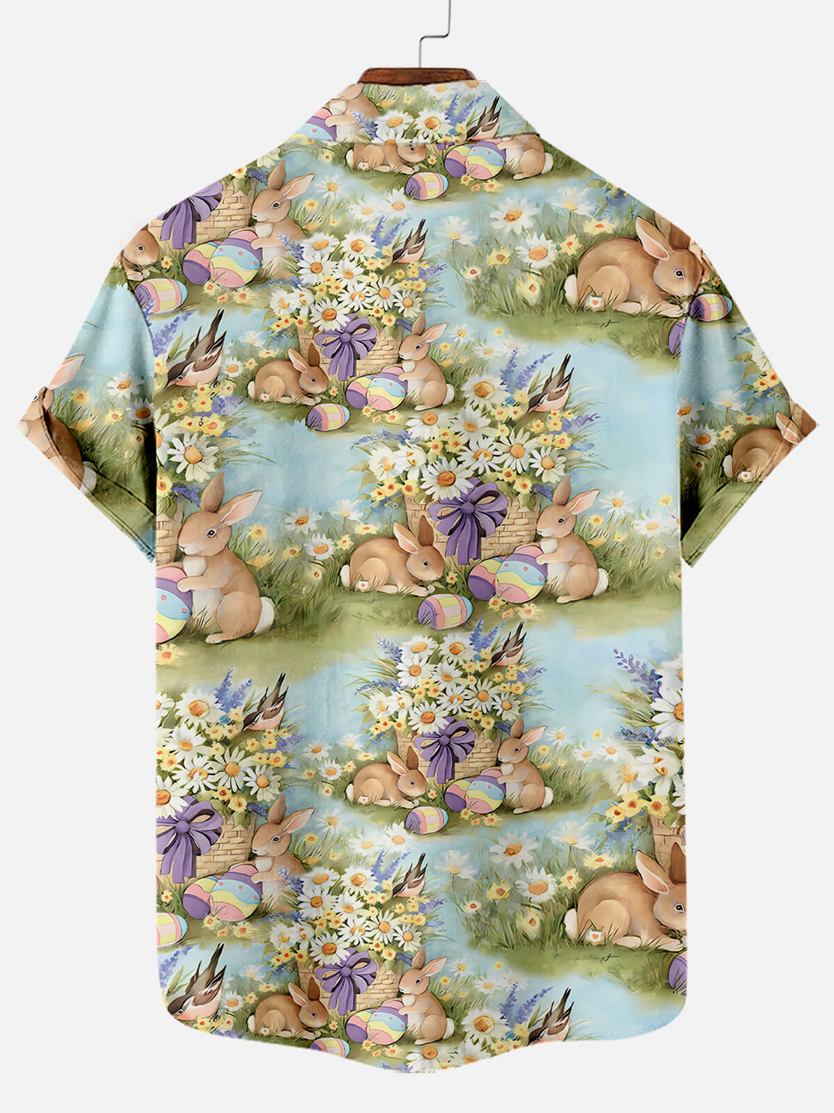 Men's Easter Egg Bunny Pattern Short Sleeve Shirt Summer Everest