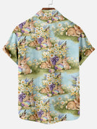 Men's Easter Egg Bunny Pattern Short Sleeve Shirt Summer Everest