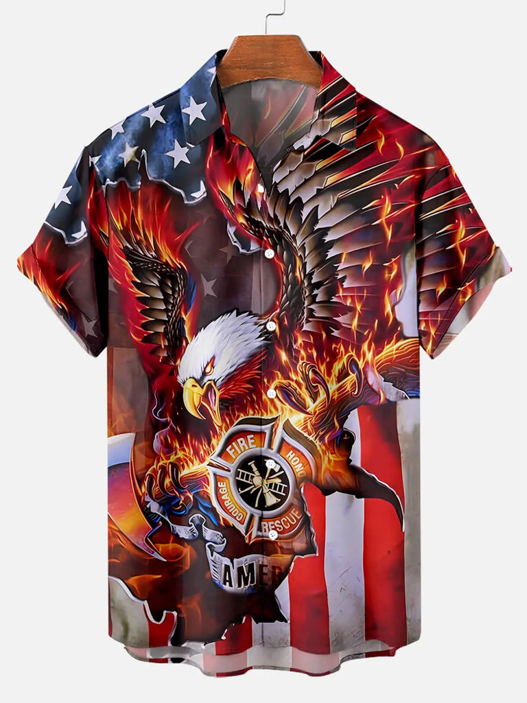Men's American Flag Eagle Print Short Sleeve ShirtMens short sleeve shirts Big and tall Mens shirts Short sleeve shirts for men Mens 4xl shirts Casual short sleeve shirts