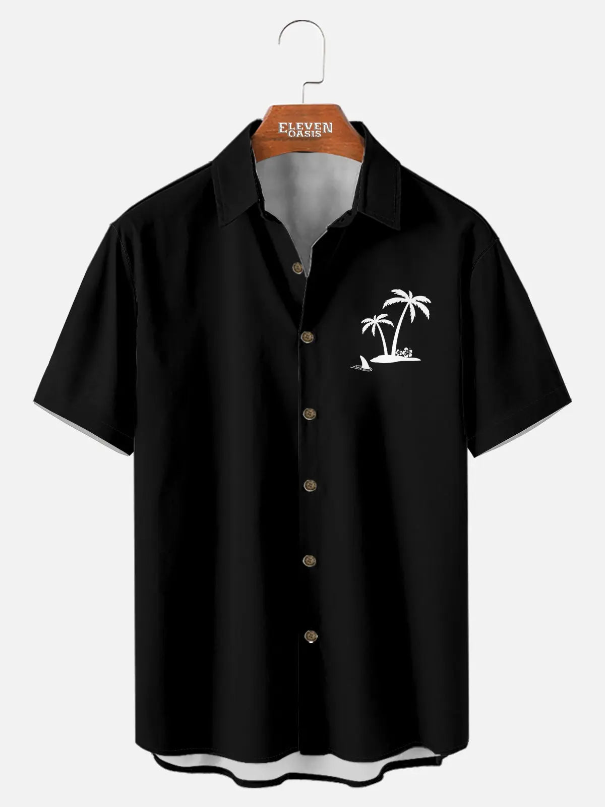 Men's Hawaiian Coconut Tree Oasis Short Sleeve Shirt ElevenOasis