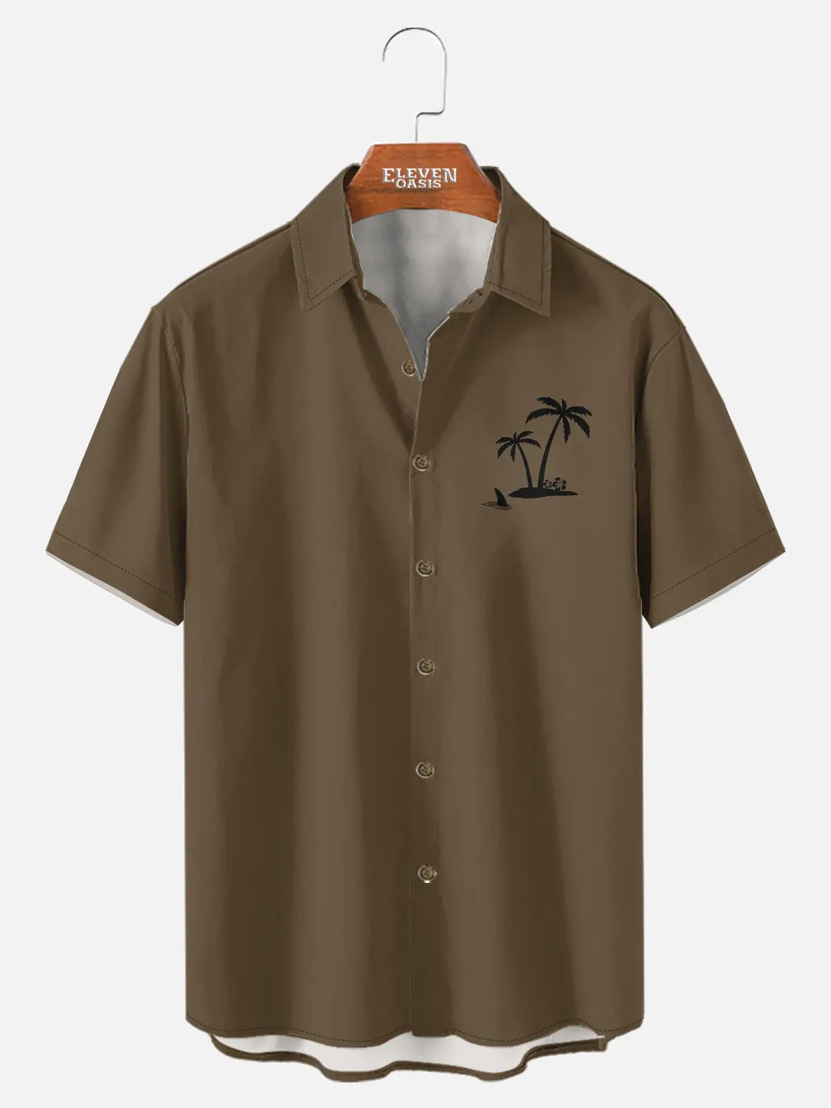 Men's Hawaiian Coconut Tree Oasis Short Sleeve Shirt ElevenOasis