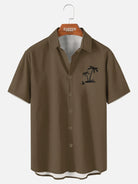 Men's Hawaiian Coconut Tree Oasis Short Sleeve Shirt ElevenOasis