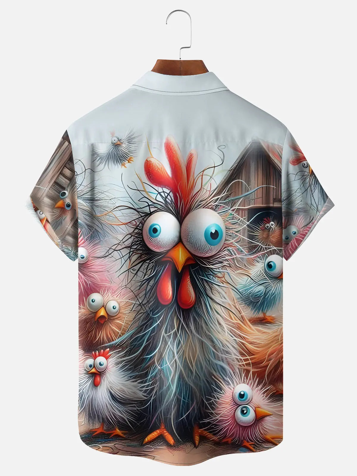 Men's Crazy Chickens Roosters and Cocks Short Sleeve ShirtMens short sleeve shirts Big and tall Mens shirts Short sleeve shirts for men Mens 4xl shirts Casual short sleeve shirts