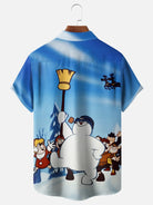 Men's Vintage Kids Following a Walking Snowman Short Sleeve Shirt, mens short sleeve shirts???????¨¬??o?big and tall mens shirts???????¨¬??o?short sleeve shirts for men???????¨¬??o?mens 4xl shirts???????¨¬??o?casual short sleeve shirts