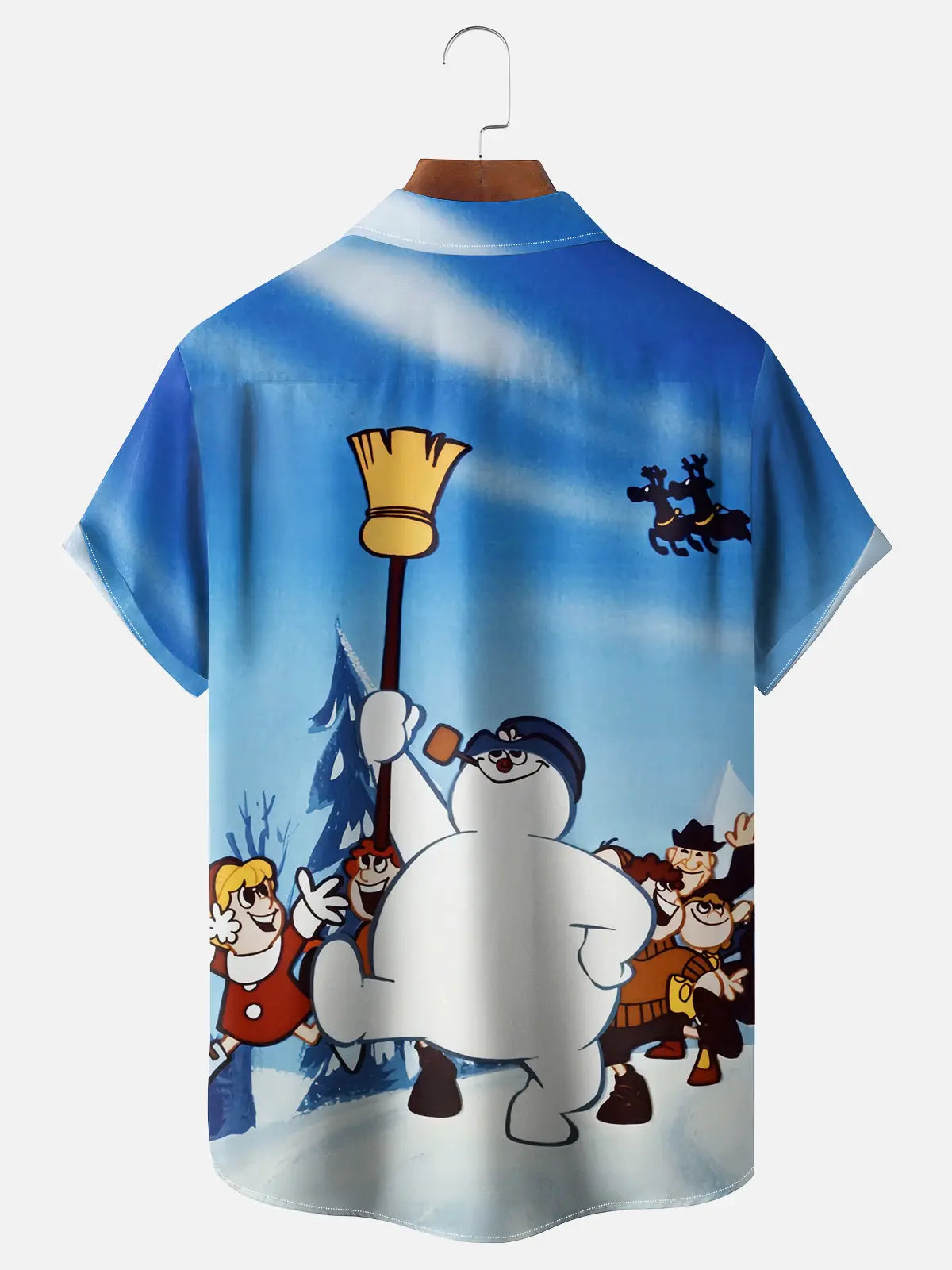 Men's Vintage Kids Following a Walking Snowman Short Sleeve Shirt, mens short sleeve shirts?¡§o?big and tall mens shirts?¡§o?short sleeve shirts for men?¡§o?mens 4xl shirts?¡§o?casual short sleeve shirts
