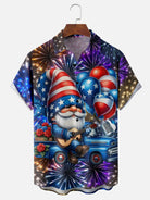 Men's American Flag Fireworks Balloons Gnome Short Sleeve ShirtMens short sleeve shirts Big and tall Mens shirts Short sleeve shirts for men Mens 4xl shirts Casual short sleeve shirts