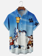 Men's Vintage Kids Following a Walking Snowman Short Sleeve Shirt, mens short sleeve shirts???????¨¬??o?big and tall mens shirts???????¨¬??o?short sleeve shirts for men???????¨¬??o?mens 4xl shirts???????¨¬??o?casual short sleeve shirts