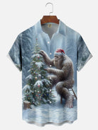 Men's Big Foot Decorates a Christmas Tree Short Sleeve Shirt, mens short sleeve shirts?????¨¬?o?big and tall mens shirts?????¨¬?o?short sleeve shirts for men?????¨¬?o?mens 4xl shirts?????¨¬?o?casual short sleeve shirts