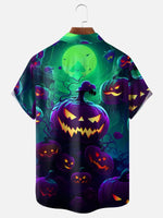 Men's Halloween Scary Pumpkins in the Night Short Sleeve ShirtMens short sleeve shirts Big and tall Mens shirts Short sleeve shirts for men Mens 4xl shirts Casual short sleeve shirts