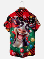 Men's Very Happy Christmas Cow Short Sleeve ShirtMens short sleeve shirts Big and tall Mens shirts Short sleeve shirts for men Mens 4xl shirts Casual short sleeve shirts