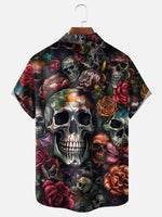 Men's Skulls and Roses Short Sleeve ShirtMens short sleeve shirts Big and tall Mens shirts Short sleeve shirts for men Mens 4xl shirts Casual short sleeve shirts