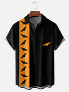 Men's Halloween Bats Striped Bowling Short Sleeve ShirtMens short sleeve shirts Big and tall Mens shirts Short sleeve shirts for men Mens 4xl shirts Casual short sleeve shirts
