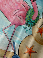 Santa Building Sand Snowman On the Beach with a Flamingo Short Sleeve Shirt, mens short sleeve shirts?¡§o?big and tall mens shirts?¡§o?short sleeve shirts for men?¡§o?mens 4xl shirts?¡§o?casual short sleeve shirts