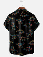 Men's Neon Light Dinosaur Pattern Everyday Short Sleeve ShirtMens short sleeve shirts Big and tall Mens shirts Short sleeve shirts for men Mens 4xl shirts Casual short sleeve shirts