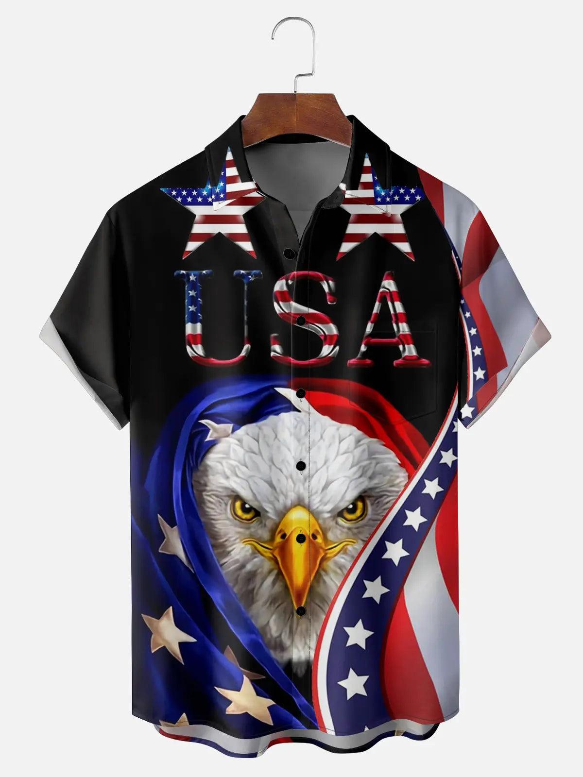 Men's American Flag USA Eagle Short Sleeve ShirtMens short sleeve shirts Big and tall Mens shirts Short sleeve shirts for men Mens 4xl shirts Casual short sleeve shirts