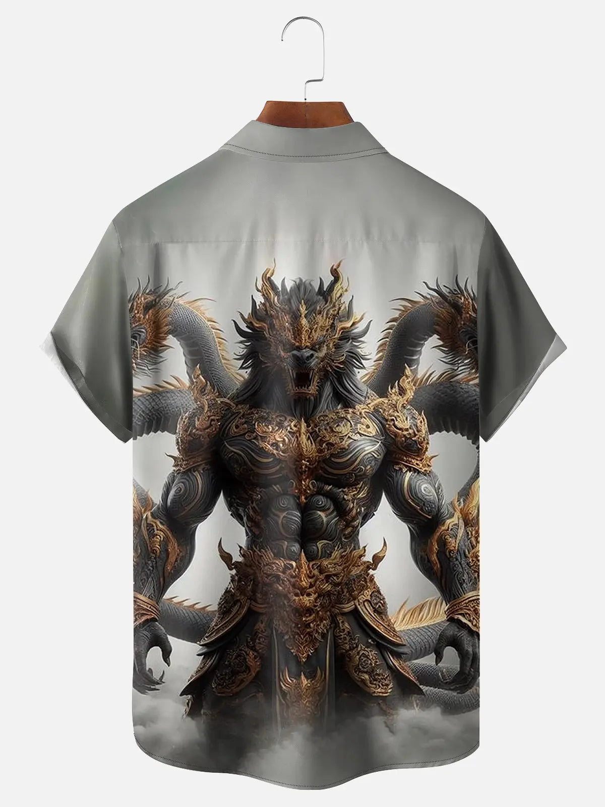 Men's Mythical Chinese Dragon Warrior Short Sleeve ShirtMens short sleeve shirts Big and tall Mens shirts Short sleeve shirts for men Mens 4xl shirts Casual short sleeve shirts
