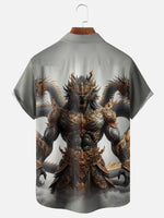 Men's Mythical Chinese Dragon Warrior Short Sleeve ShirtMens short sleeve shirts Big and tall Mens shirts Short sleeve shirts for men Mens 4xl shirts Casual short sleeve shirts