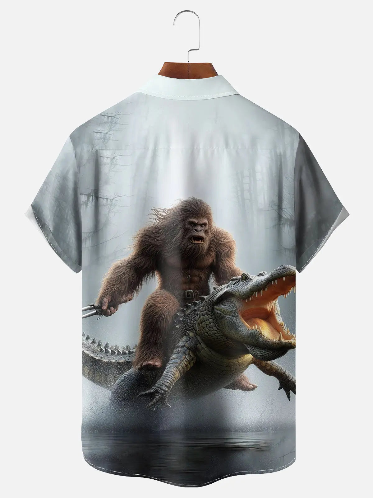 Men's Ape Riding a Crocodile Short Sleeve ShirtMens short sleeve shirts Big and tall Mens shirts Short sleeve shirts for men Mens 4xl shirts Casual short sleeve shirts