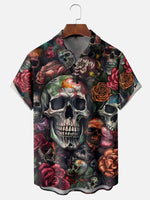 Men's Skulls and Roses Short Sleeve ShirtMens short sleeve shirts Big and tall Mens shirts Short sleeve shirts for men Mens 4xl shirts Casual short sleeve shirts