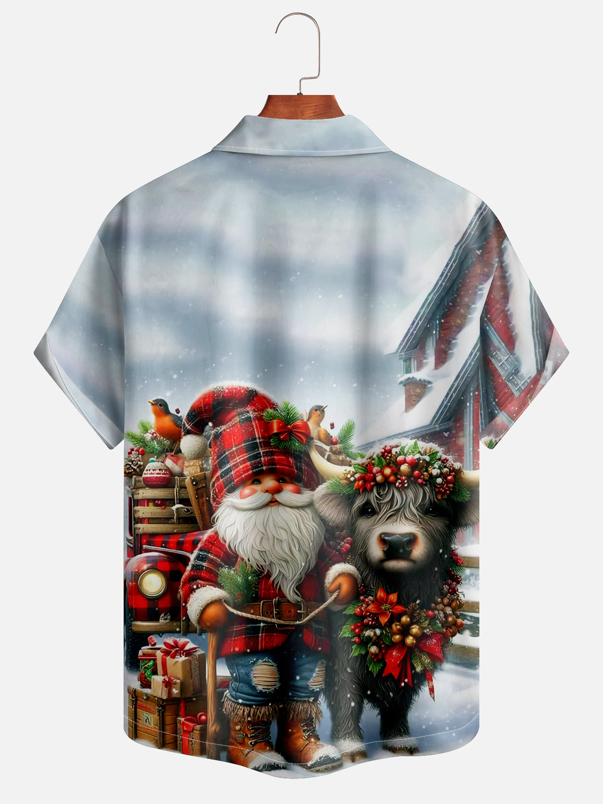 Men's Christmas Lumberjack Santa Short Sleeve ShirtMens short sleeve shirts Big and tall Mens shirts Short sleeve shirts for men Mens 4xl shirts Casual short sleeve shirts