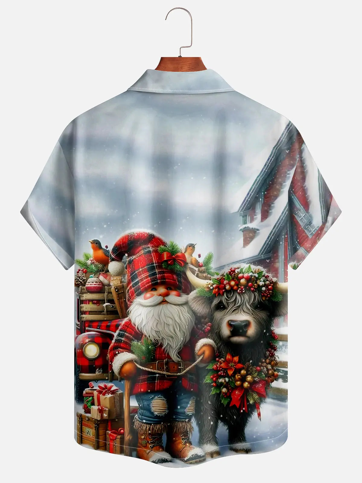 Men's Christmas Lumberjack Santa Short Sleeve ShirtMens short sleeve shirts Big and tall Mens shirts Short sleeve shirts for men Mens 4xl shirts Casual short sleeve shirts