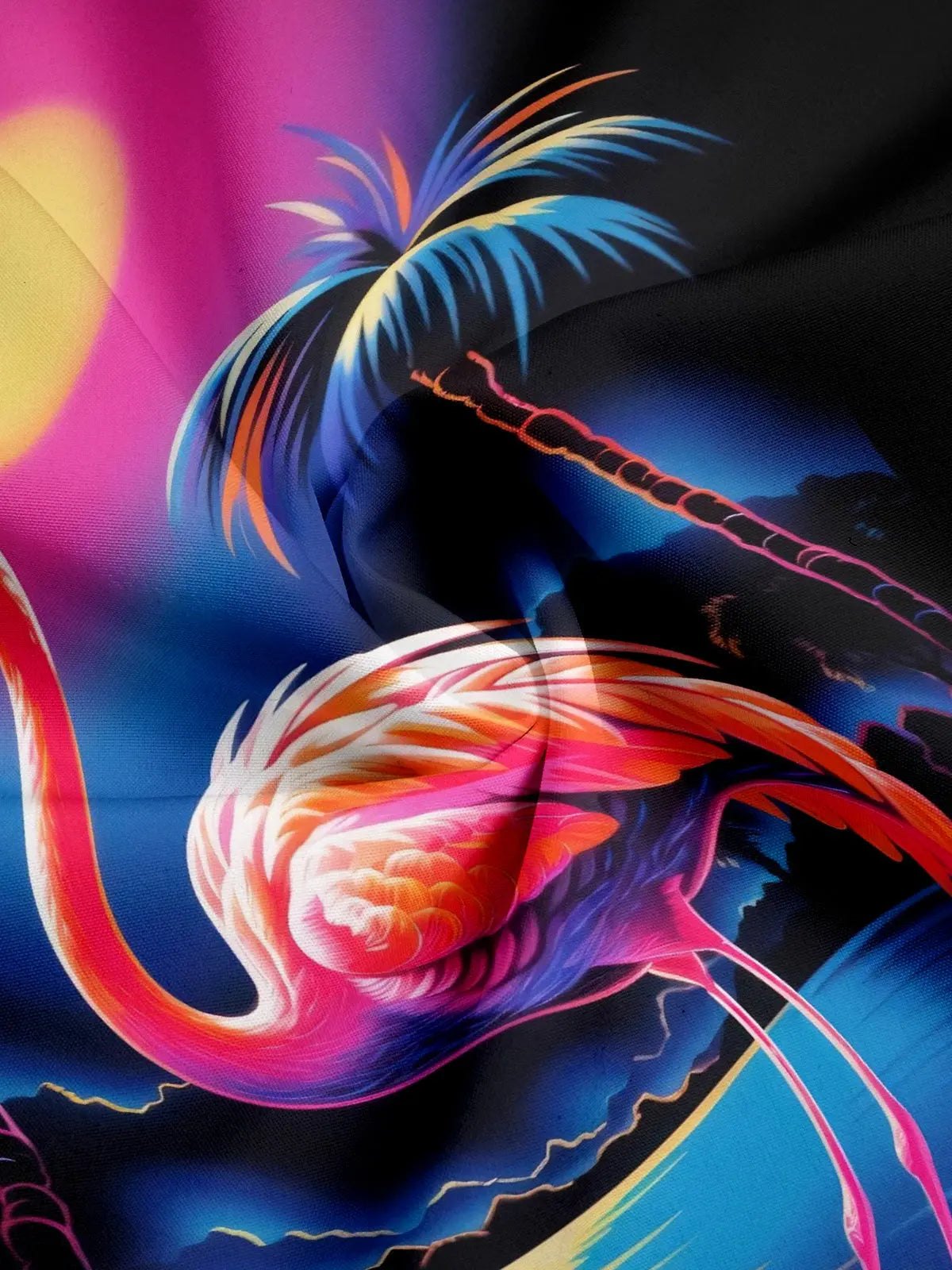 Men's Neon Flamingo with Palm Trees Short Sleeve ShirtMens short sleeve shirts Big and tall Mens shirts Short sleeve shirts for men Mens 4xl shirts Casual short sleeve shirts