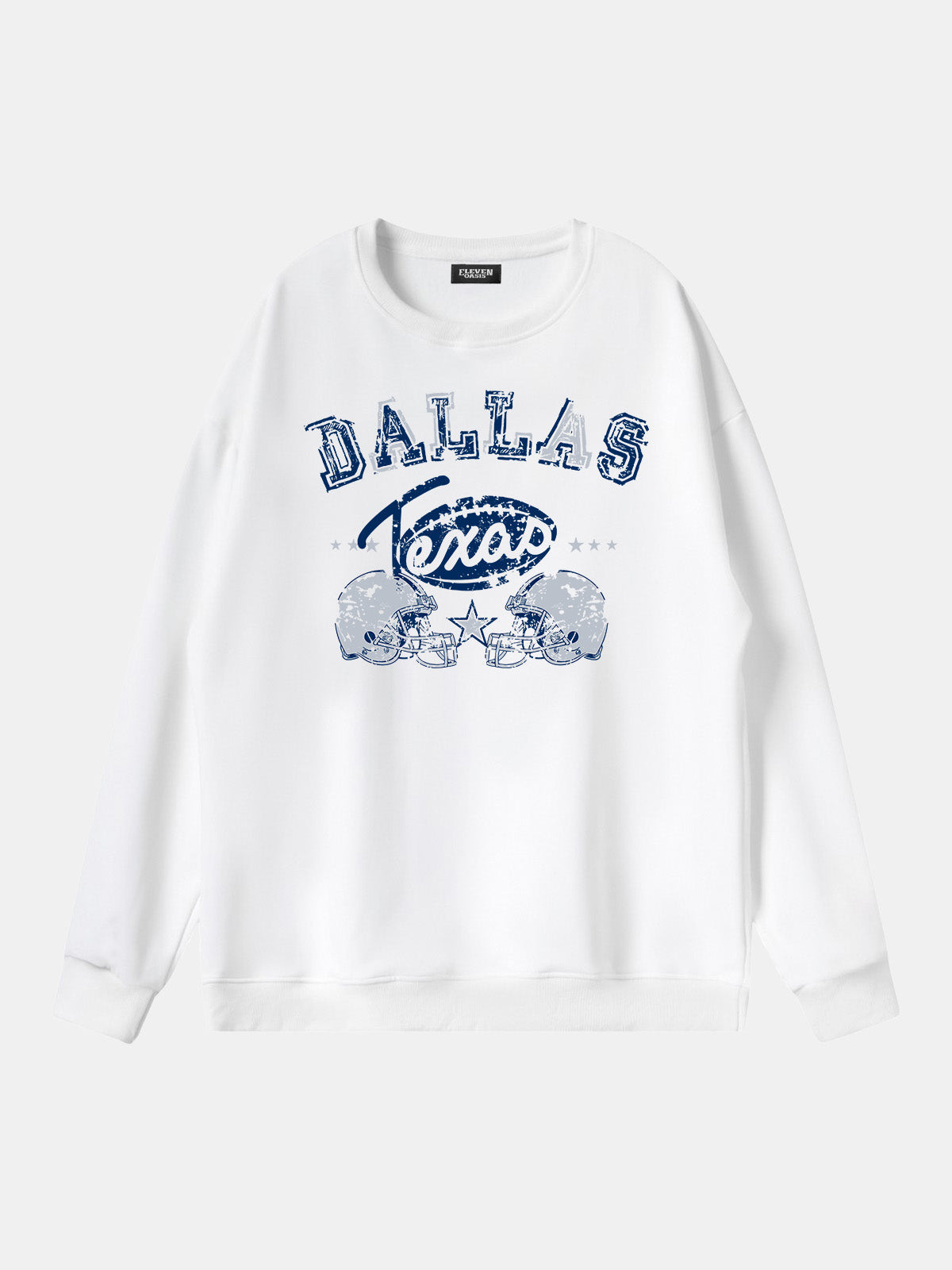 Dallas Texas Football Helmets Graphic Sweatshirt Eleven Oasis