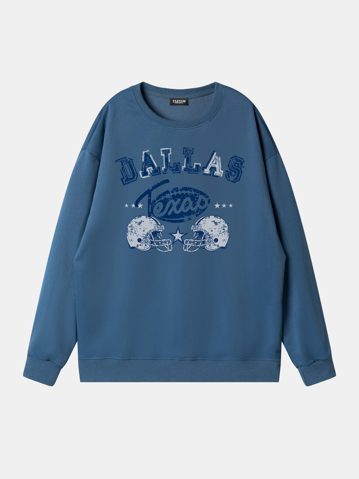 Dallas Texas Football Helmets Graphic Sweatshirt Eleven Oasis