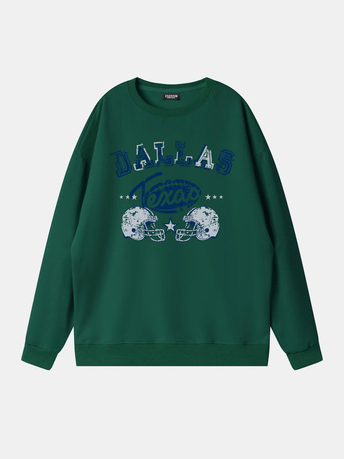 Dallas Texas Football Helmets Graphic Sweatshirt Eleven Oasis