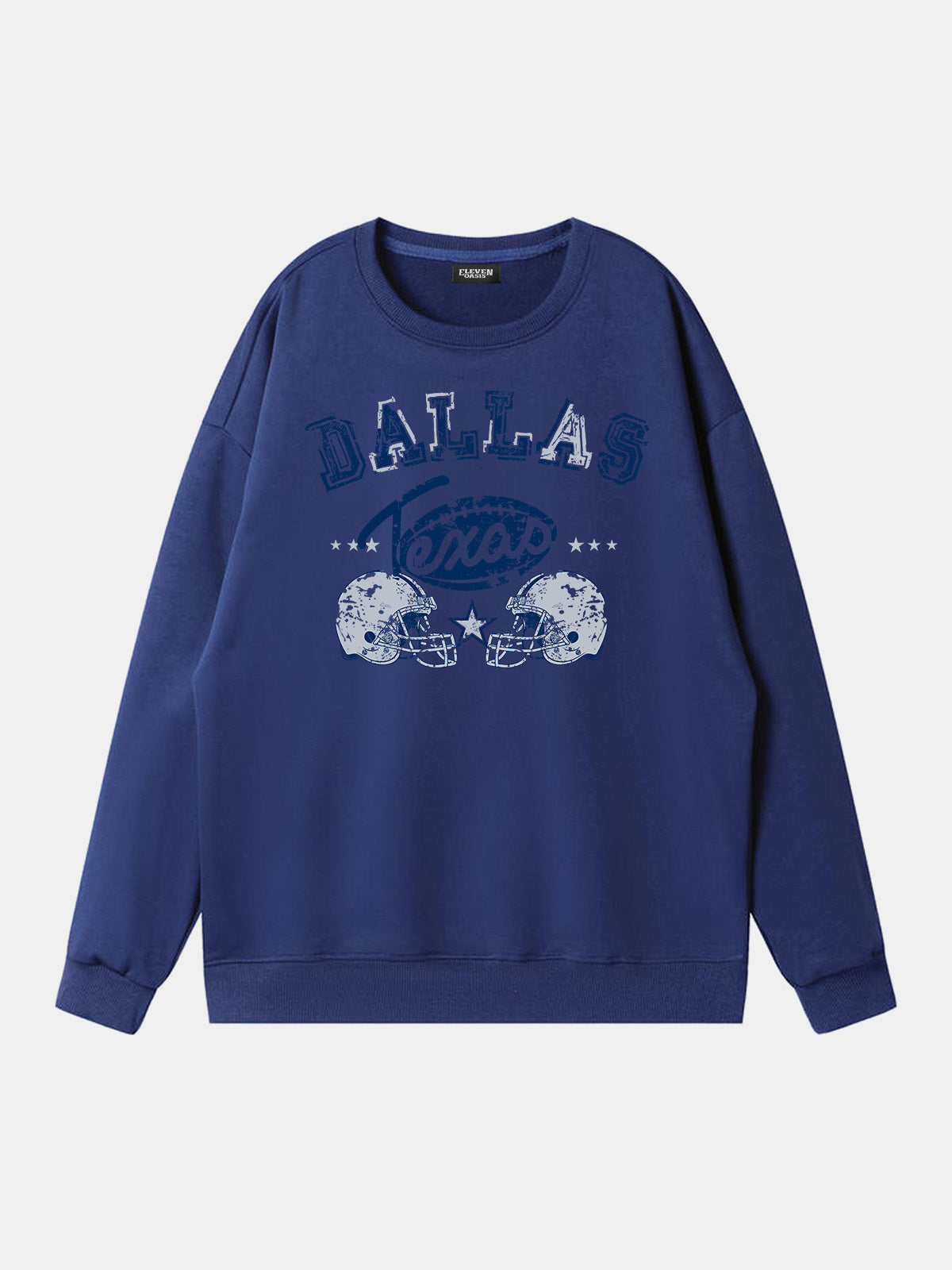 Dallas Texas Football Helmets Graphic Sweatshirt Eleven Oasis