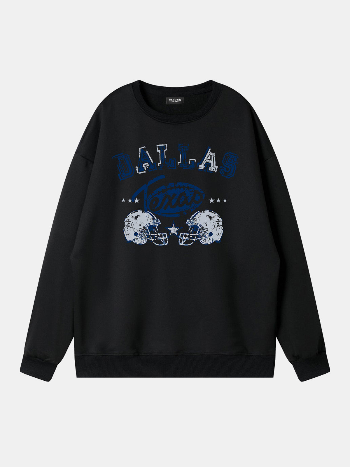 Dallas Texas Football Helmets Graphic Sweatshirt Eleven Oasis
