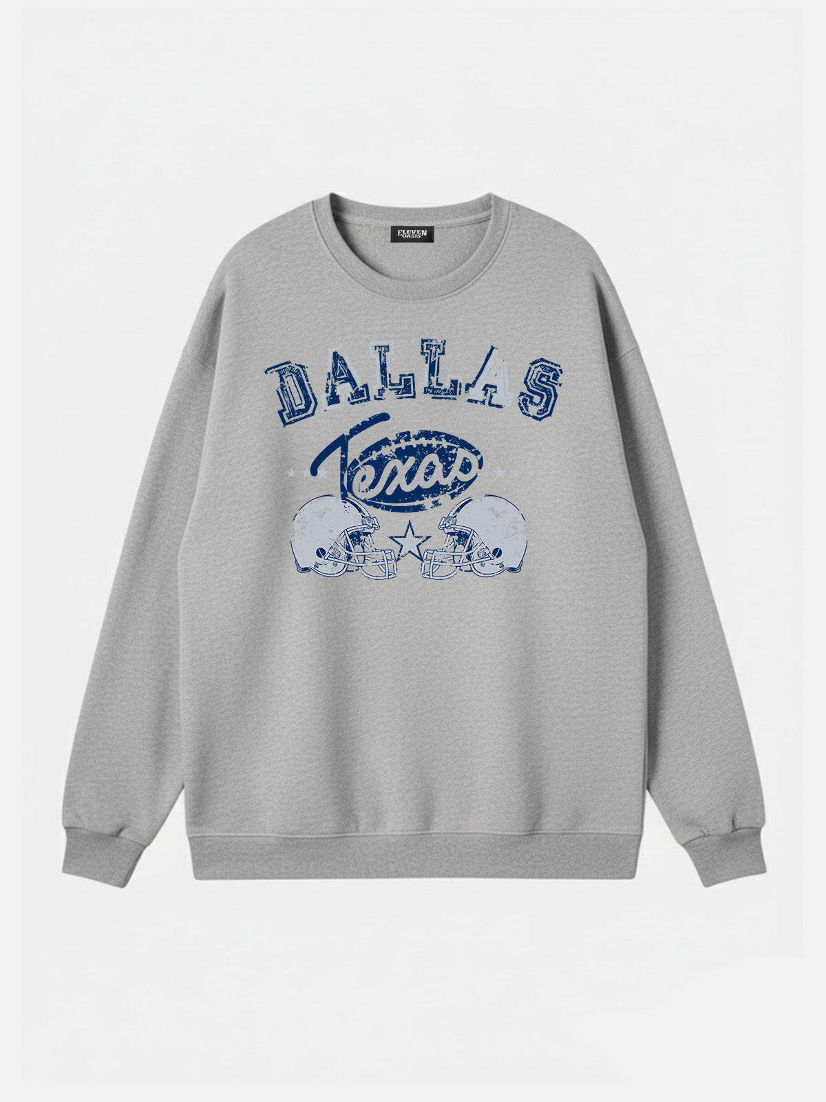 Dallas Texas Football Helmets Graphic Sweatshirt Eleven Oasis