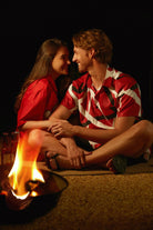 Tall Men's Abstract Geometric Red & Black Short Sleeve Shirt Eleven Oasis