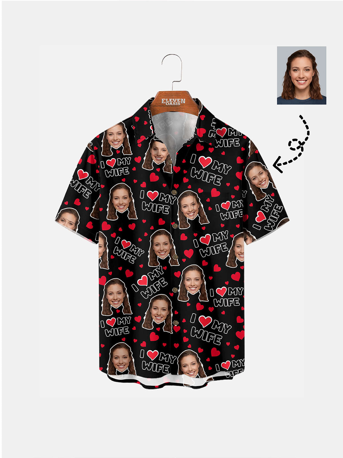 Custom Face Love Short Sleeve Shirt - I Heart My Wife / I Heart My Hubby (Sold individually) Eleven Oasis