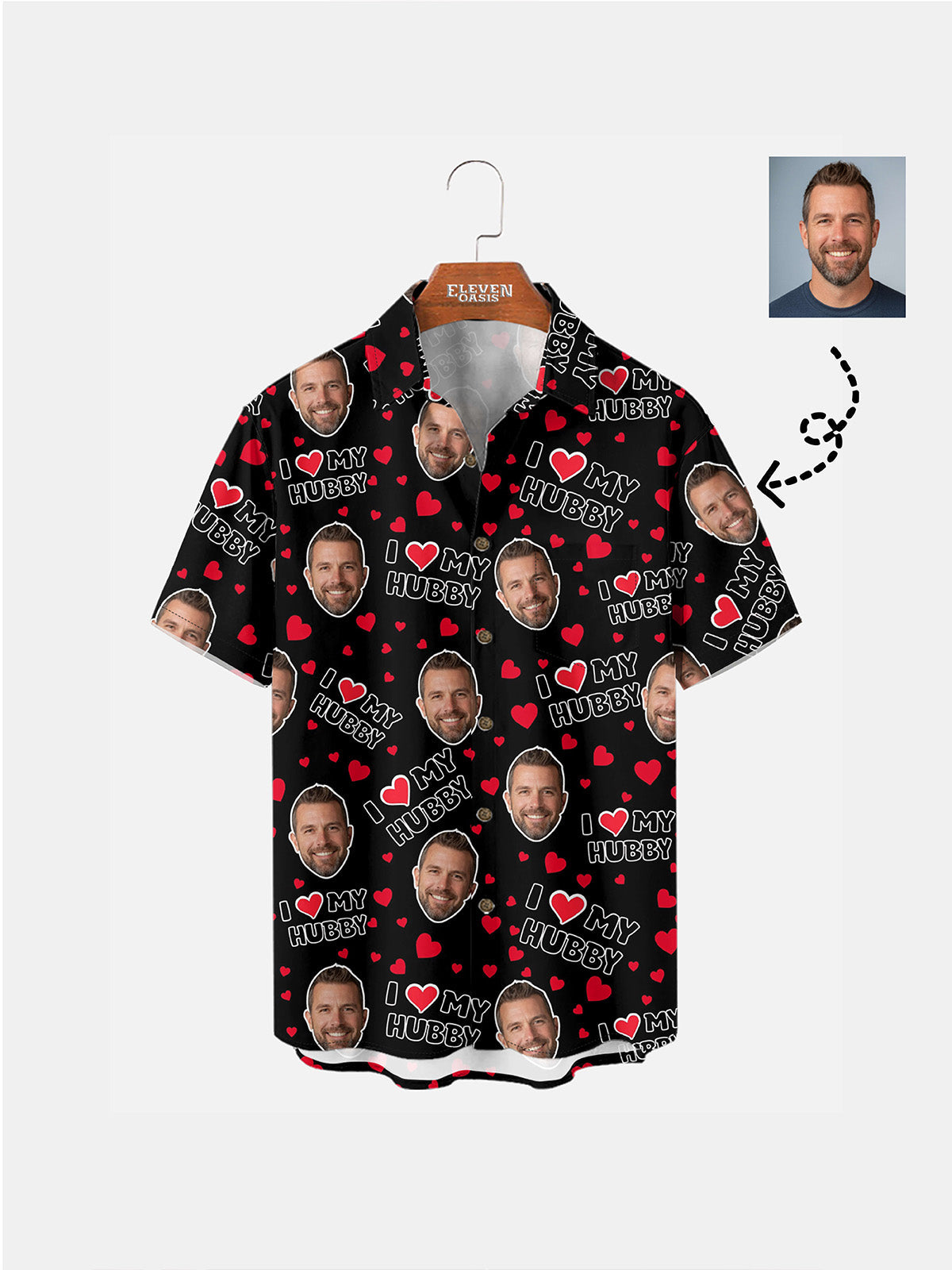 Custom Face Love Short Sleeve Shirt - I Heart My Wife / I Heart My Hubby (Sold individually) Eleven Oasis