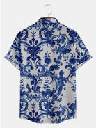 Men's Floral Printed Button Up Casual Short Sleeve Shirt ElevenOasis