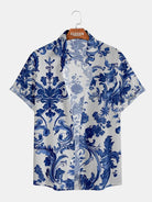 Men's Floral Printed Button Up Casual Short Sleeve Shirt ElevenOasis