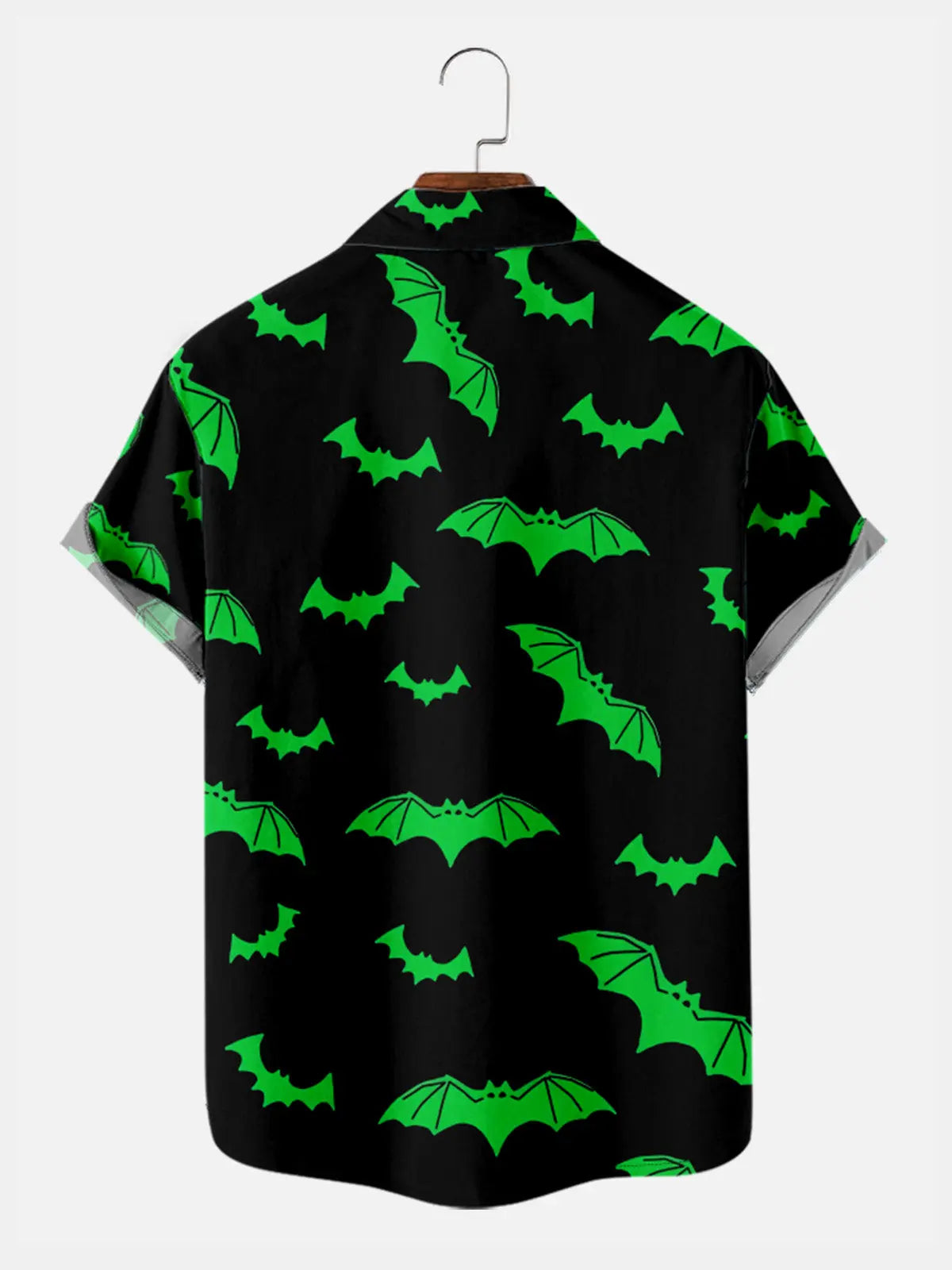 Tall Men's Green Bats Halloween Short Sleeve Shirt ElevenOasis