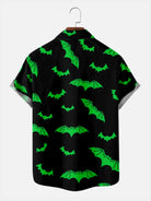 Tall Men's Green Bats Halloween Short Sleeve Shirt ElevenOasis