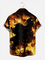Men's Flaming Rider Halloween Short Sleeve Shirt Eleven Oasis