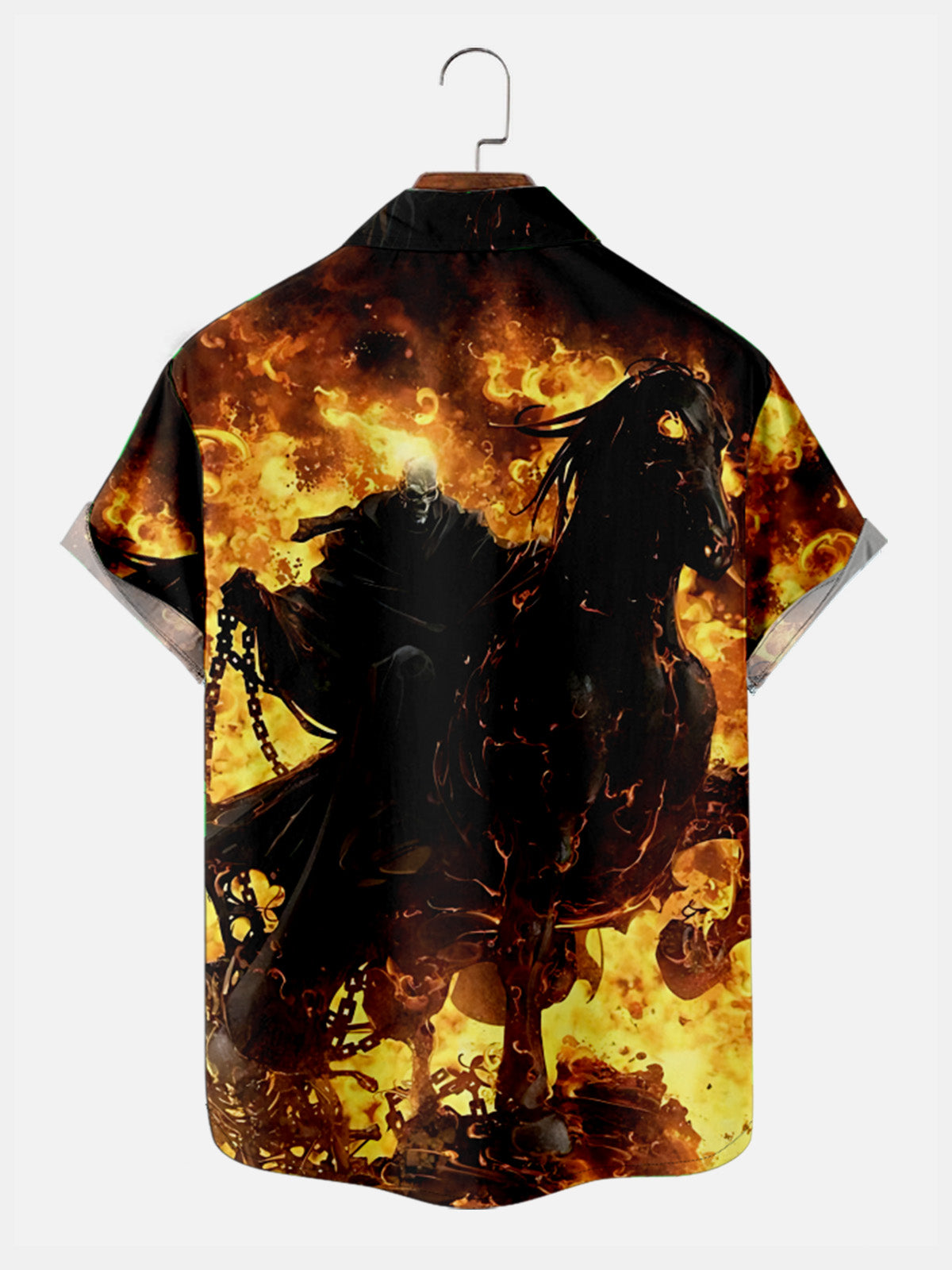 Men's Flaming Rider Halloween Short Sleeve Shirt Eleven Oasis