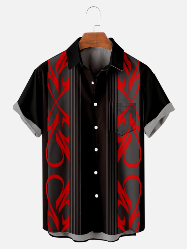 Tall Men's Racing Stripe Geometric Short Sleeve Shirt ElevenOasis