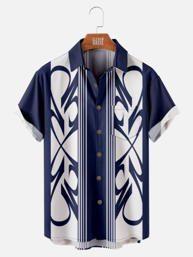 Men's Racing Stripe Geometric Short Sleeve Shirt ElevenOasis