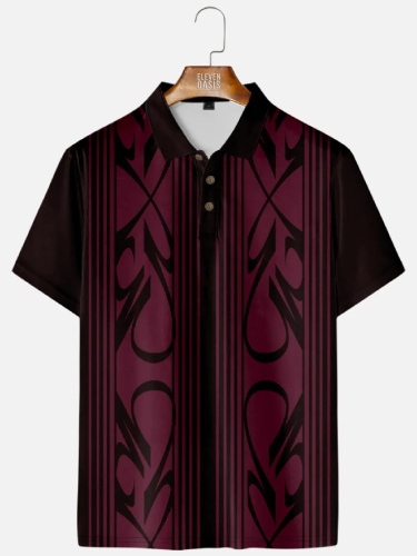 Men's Pinstripe Racing Panel Short Sleeve Polo Shirt ElevenOasis